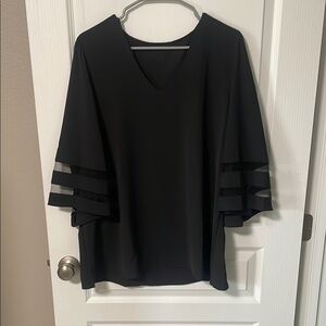 Elegant Black Women's Top with Bell Sleeve